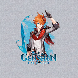 Свитшот хлопковый мужской Тарталья Tartaglia Genshin Impact, цвет: меланж — фото 2