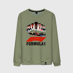 Свитшот хлопковый мужской Пилоты формулы 1, цвет: авокадо