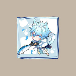 Свитшот хлопковый мужской Котик Чун Юй в деле, цвет: миндальный — фото 2