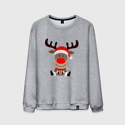 Свитшот хлопковый мужской Новогодний олень с подарком в руках, цвет: меланж