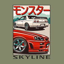 Свитшот хлопковый мужской Nissan Skyline Ниссан Скайлайн, цвет: авокадо — фото 2