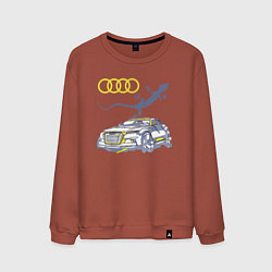Свитшот хлопковый мужской Audi Quattro - зачётное точило!, цвет: кирпичный