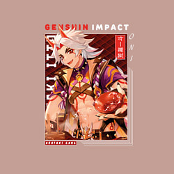 Свитшот хлопковый мужской Итто Аратаки Arataki Itto, Genshin Impact Геншин и, цвет: пыльно-розовый — фото 2