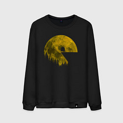 Свитшот хлопковый мужской Pac-man moon Пакмен луна, цвет: черный