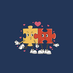 Свитшот хлопковый мужской Влюбленная пара - пазлы, цвет: тёмно-синий — фото 2