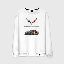 Свитшот хлопковый мужской Chevrolet Corvette - Motorsport racing team, цвет: белый