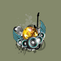 Свитшот хлопковый мужской Музыкальные инструменты - комбинация, цвет: авокадо — фото 2