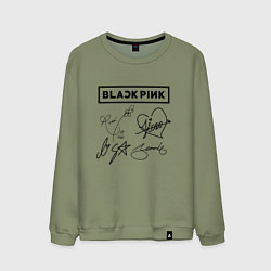 Свитшот хлопковый мужской BLACKPINK АВТОГРАФЫ ЧЁРНЫЙ БЛЭКПИНК, цвет: авокадо