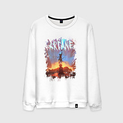 Свитшот хлопковый мужской JINX HERE WAS ARCANE LEAGUE OF LEGENDS ДЖИНКС, цвет: белый