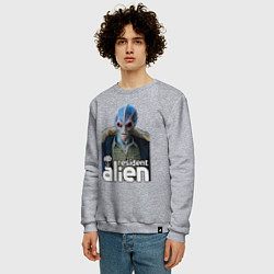 Свитшот хлопковый мужской Resident alien, цвет: меланж — фото 2