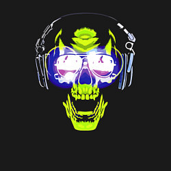 Свитшот хлопковый мужской Neon skull - music lover, цвет: черный — фото 2