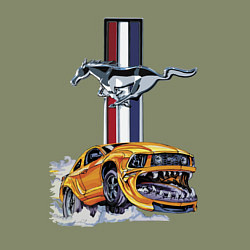 Свитшот хлопковый мужской Мустанг раскрыл пасть!, цвет: авокадо — фото 2