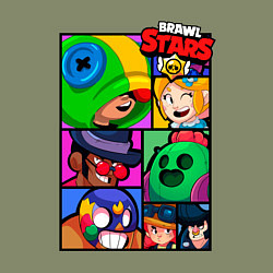 Свитшот хлопковый мужской Бравл Старс Герои Brawl Stars Heroes, цвет: авокадо — фото 2