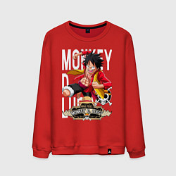 Свитшот хлопковый мужской One Piece Monkey Большой Куш Манки, цвет: красный