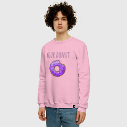 Свитшот хлопковый мужской Твой пончик, цвет: светло-розовый — фото 2