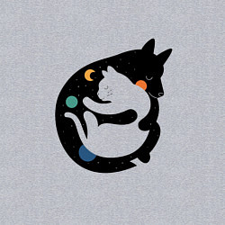 Свитшот хлопковый мужской Обнимашки волк и кошка, цвет: меланж — фото 2