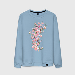 Свитшот хлопковый мужской Весна Цветущая сакура Japan, цвет: мягкое небо