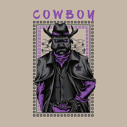 Свитшот хлопковый мужской Пёс ковбой, цвет: миндальный — фото 2