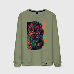 Свитшот хлопковый мужской Ложь в маске, цвет: авокадо