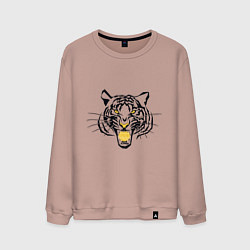 Мужской свитшот Агрессивный тигр с монетой Биткоин в пасти