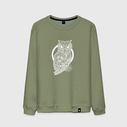 Свитшот хлопковый мужской Celtic Owl, цвет: авокадо