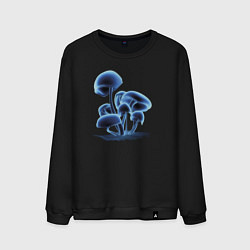 Свитшот хлопковый мужской Неоновые грибы, цвет: черный