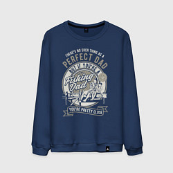 Свитшот хлопковый мужской Идеальный отец - папа рыбак, цвет: тёмно-синий