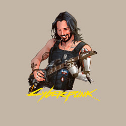 Свитшот хлопковый мужской Джонни Cyberpunk2077 Johnny с гитарой, цвет: миндальный — фото 2