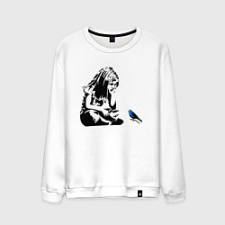 Мужской свитшот BANKSY girl with blue bird БЭНКСИ девочка с синей