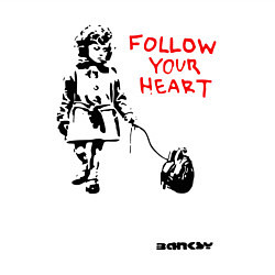 Свитшот хлопковый мужской BANKSY БЭНКСИ следуйте за своим сердцем, цвет: белый — фото 2