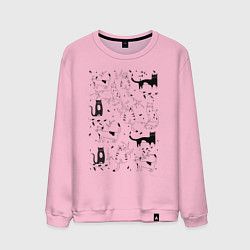 Свитшот хлопковый мужской Cats Pattern, цвет: светло-розовый