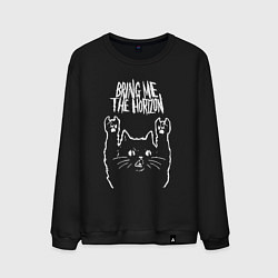 Свитшот хлопковый мужской Bring Me the Horizon Рок кот, цвет: черный