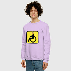 Свитшот хлопковый мужской Весёлый инвалид - знак дорожный, цвет: лаванда — фото 2