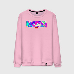 Свитшот хлопковый мужской АНИМЕ РАЗНОЦВЕТНАЯ ТЯН-ГЛИЧ ANIME, цвет: светло-розовый