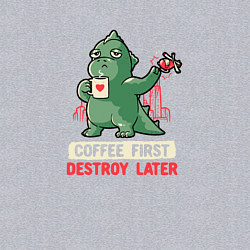 Свитшот хлопковый мужской Coffee First Destroy Later, цвет: меланж — фото 2