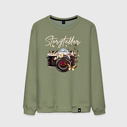 Свитшот хлопковый мужской Storyteller, цвет: авокадо