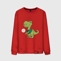 Свитшот хлопковый мужской Volleyball Dinosaur, цвет: красный