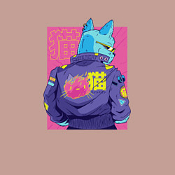 Свитшот хлопковый мужской Blue Cyberpunk Cat, цвет: пыльно-розовый — фото 2