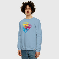 Свитшот хлопковый мужской Лого Супермена, цвет: мягкое небо — фото 2