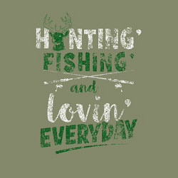 Свитшот хлопковый мужской Охота, рыбалка и любовь каждый день, цвет: авокадо — фото 2