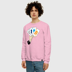 Свитшот хлопковый мужской Криптовалютные карты, цвет: светло-розовый — фото 2
