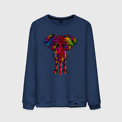 Свитшот хлопковый мужской Психоделически раскрашенный слон, цвет: тёмно-синий