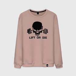 Свитшот хлопковый мужской Lift or die, цвет: пыльно-розовый