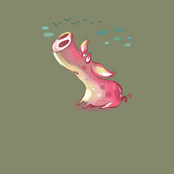 Свитшот хлопковый мужской Мечтающий поросенок, цвет: авокадо — фото 2