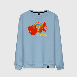 Свитшот хлопковый мужской Герб Карта СССР, цвет: мягкое небо