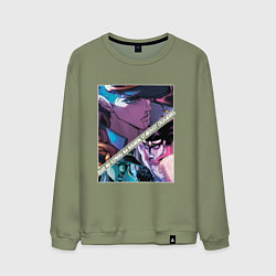 Свитшот хлопковый мужской Джотаро Куджо из ДжоДжо, цвет: авокадо