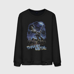 Свитшот хлопковый мужской Thrash metal Skeleton, цвет: черный