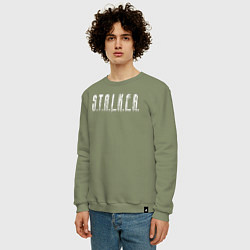 Свитшот хлопковый мужской S T A L K E R - Logo, цвет: авокадо — фото 2