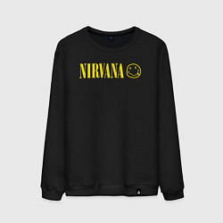 Свитшот хлопковый мужской Nirvana logo, цвет: черный