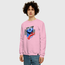 Свитшот хлопковый мужской Vaporwave Art Statue Collage, цвет: светло-розовый — фото 2